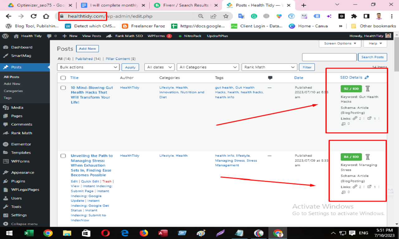 complete monthly SEO service do yoast SEO on page with schema markup, meta tags, rank math